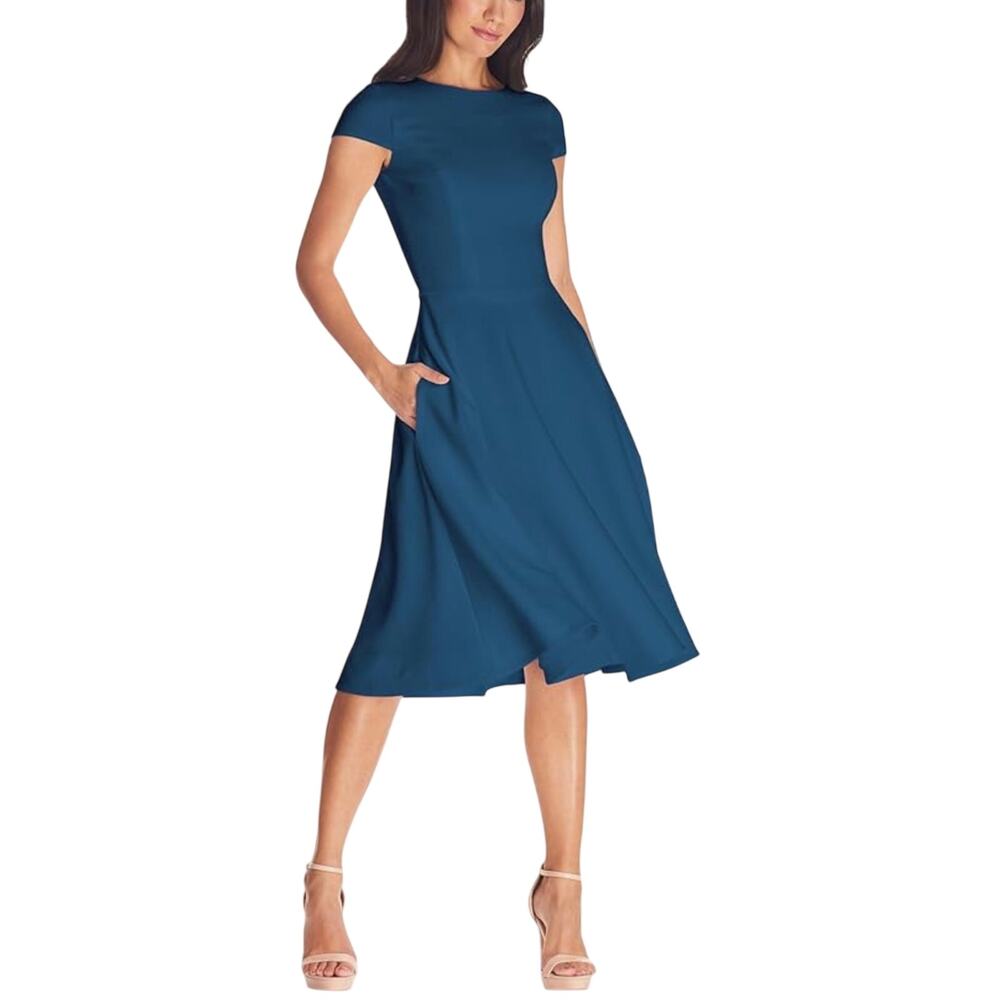 Dress the Population Livia Blue Cocktail Dress Fit and Flare Midi Size XXL